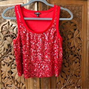NWOT Express Red sequined tank top